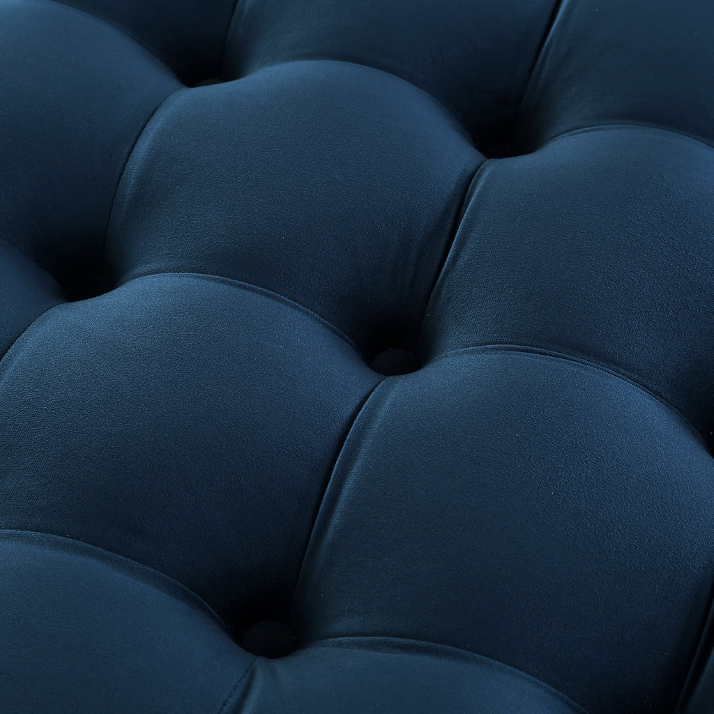Navy Velvet Tufted Round Cocktail Ottoman M149