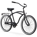 Matte Black Single Speed Beach Cruiser Bicycle with Rear Rack V91722