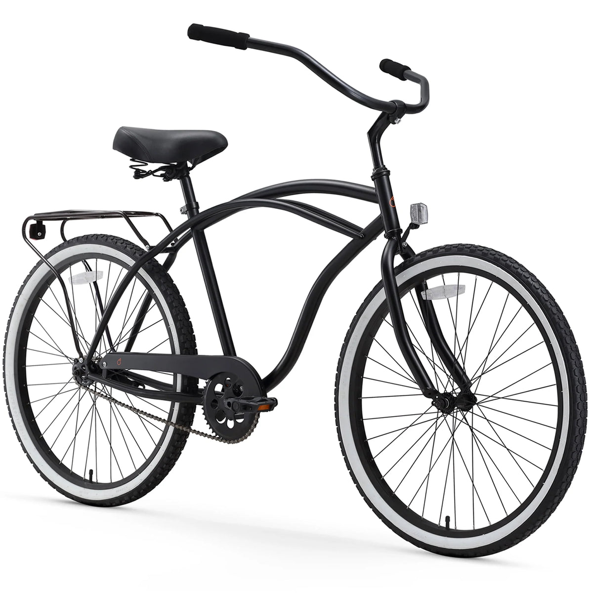 Matte Black Single Speed Beach Cruiser Bicycle with Rear Rack V91722