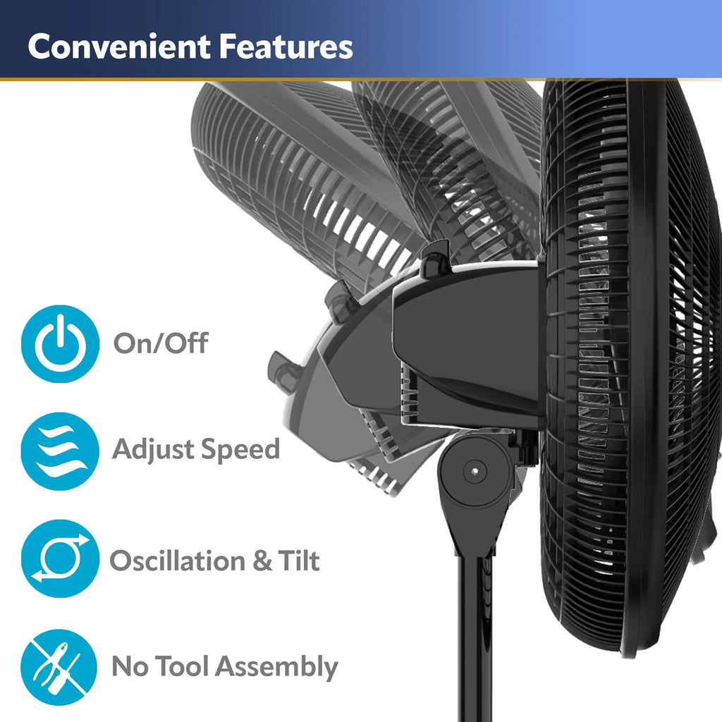 16 Oscillating Adjustable Pedestal Fan with 3-Speeds T420088