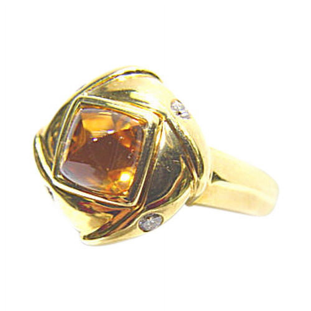 1.75 CT Citrine Square Shape Cabochon .10 Diamond Round Brilliant Art Deco Ring Q111