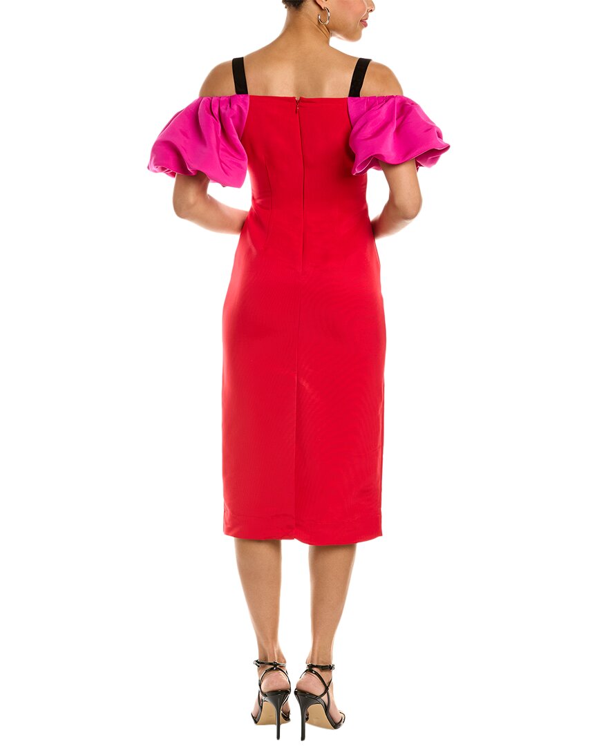 Red Off-The-Shoulder Midi Dress O193