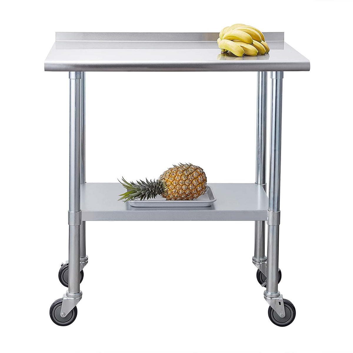 Stainless Steel Table 24 x 36 Inches with Caster Wheels and Undershelf H1339