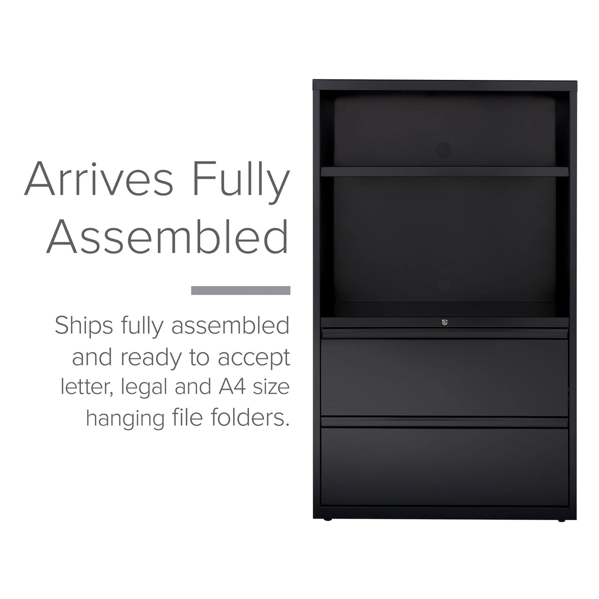 36 inch Wide 2 Drawer Metal File Cabinet, Black P95099
