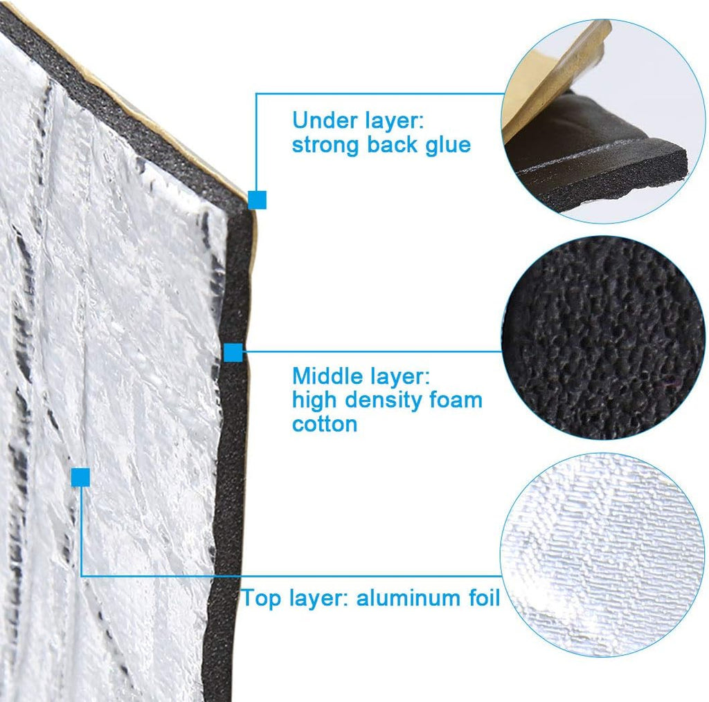 6.46sqft Car Sound Deadener Aluminum Foam Mat L616285