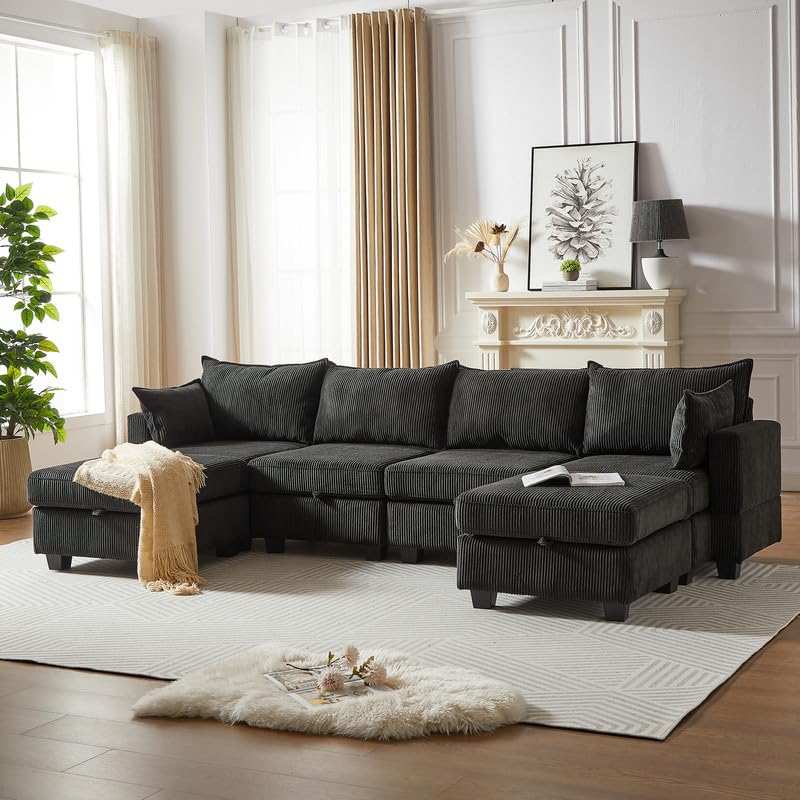 U Shaped Modular Sectional Sofa Chaise Lounge Beige Y138867