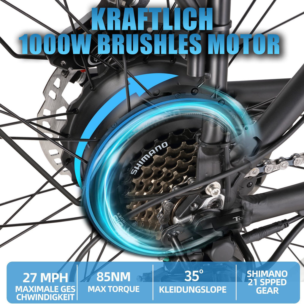 26" Fat Tire Electric Bicycle with 48V 17.5AH Removable Battery U61793