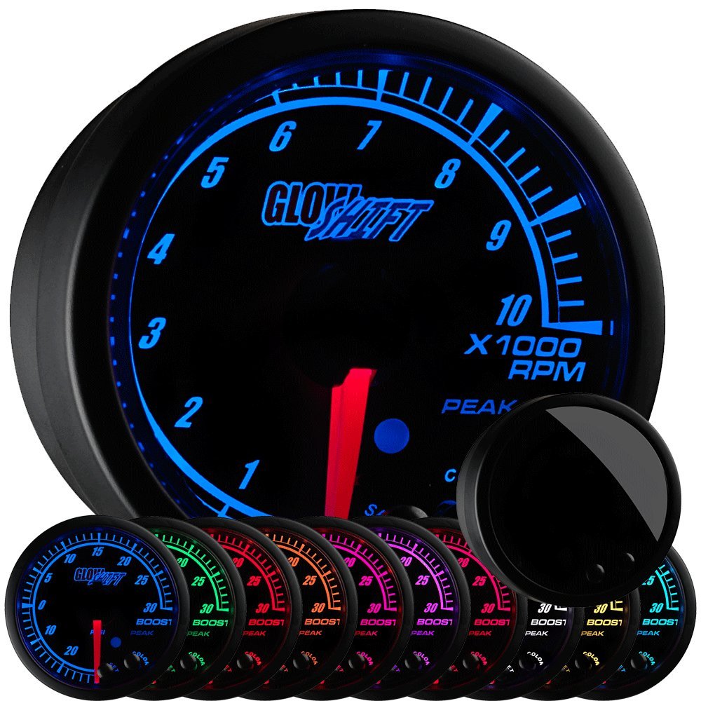 10 Color 10,000 RPM Tachometer Gauge Black Dial Tinted Lens 2-1/16" 52mm Pack of 2 W315950