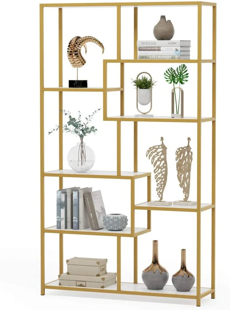 Gold 8 Shelves Etagere Bookcase V284160
