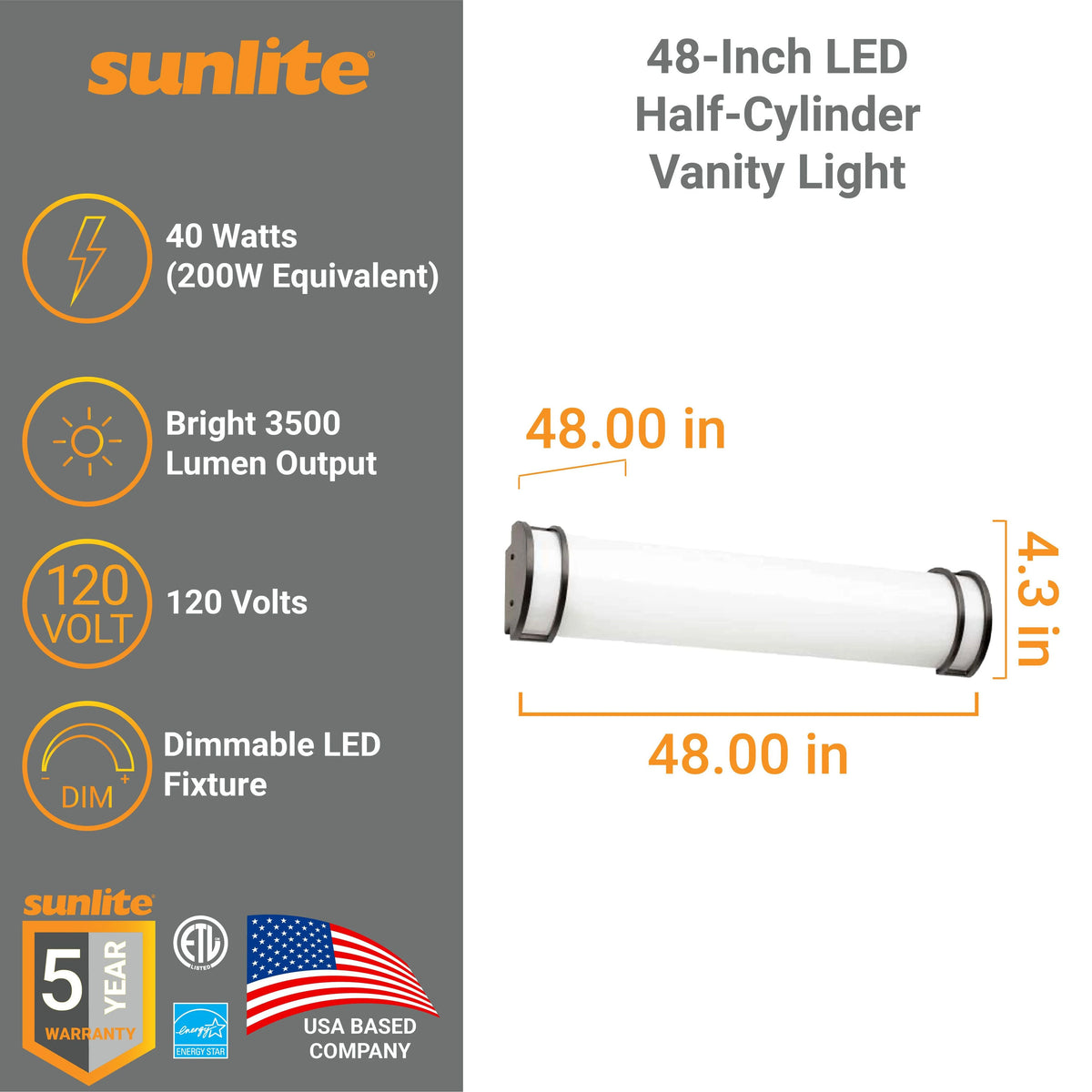 LED Half-Cylinder Vanity Light Fixture, Color Temperature Selectable, Oil-Rubbed Bronze P401569