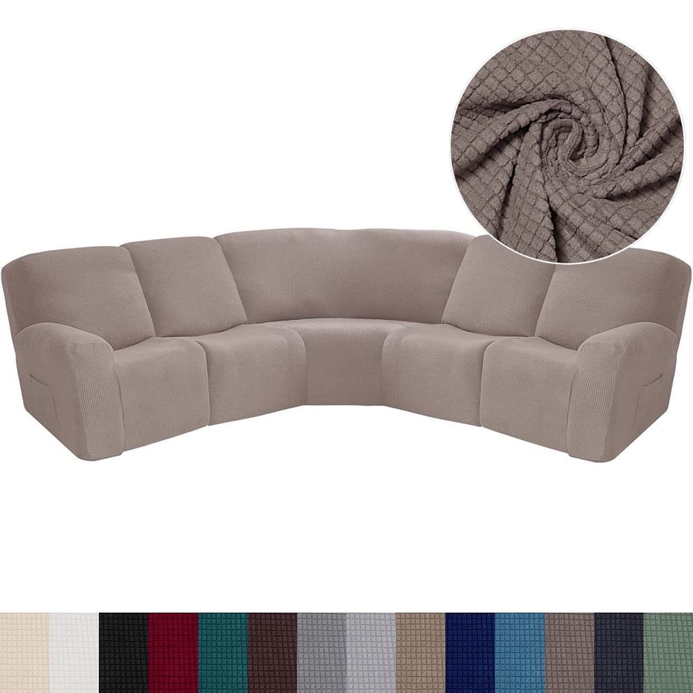 Light Brown 7-Piece Recliner Sofa Slipcover I858431