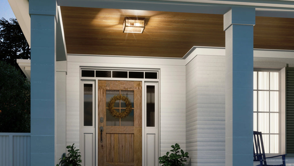 Urban Bronze Clear Water Glass Outdoor Ceiling Light F66457