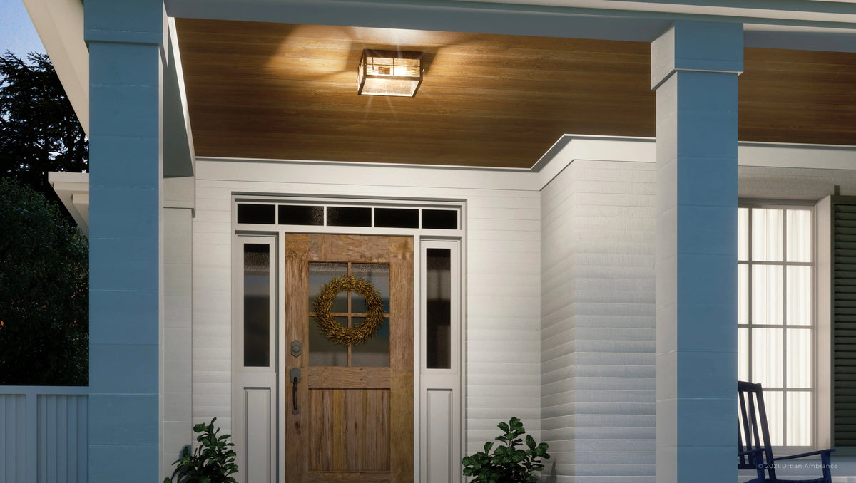 Urban Bronze Clear Water Glass Outdoor Ceiling Light F66457
