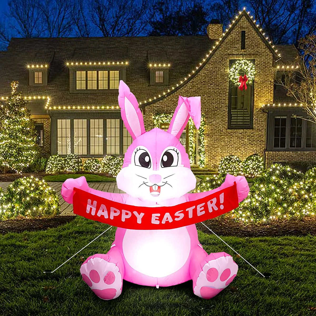 Easter Inflatable Bunny Yard Decorations with LED Lights A99485