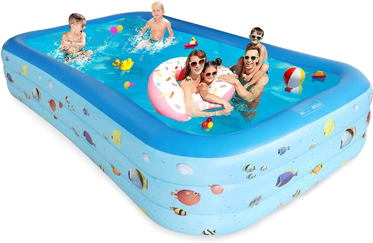 Inflatable Pool, Thickened Kiddie Pool, BPA-Free, 6.9 x 5 x 1.8 ft, Blue C852856
