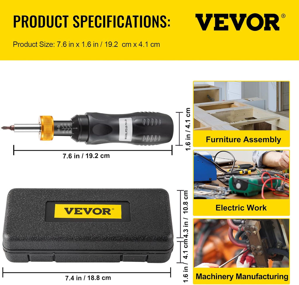 1/4 Drive Adjustable Torque Screwdriver with Bits & Case B7680