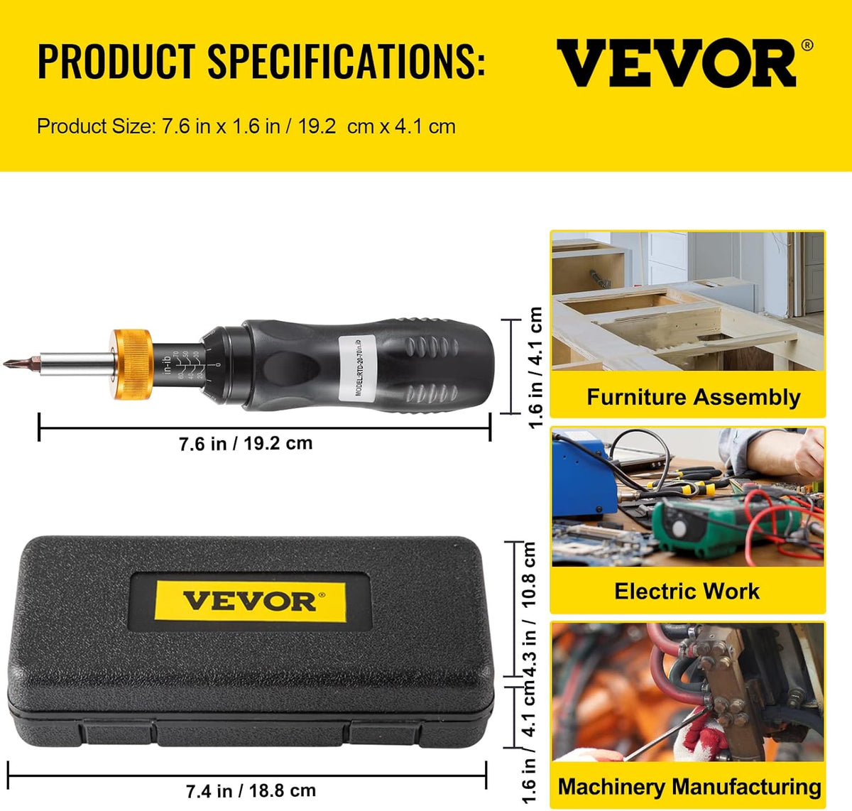 1/4 Drive Adjustable Torque Screwdriver with Bits & Case B7680