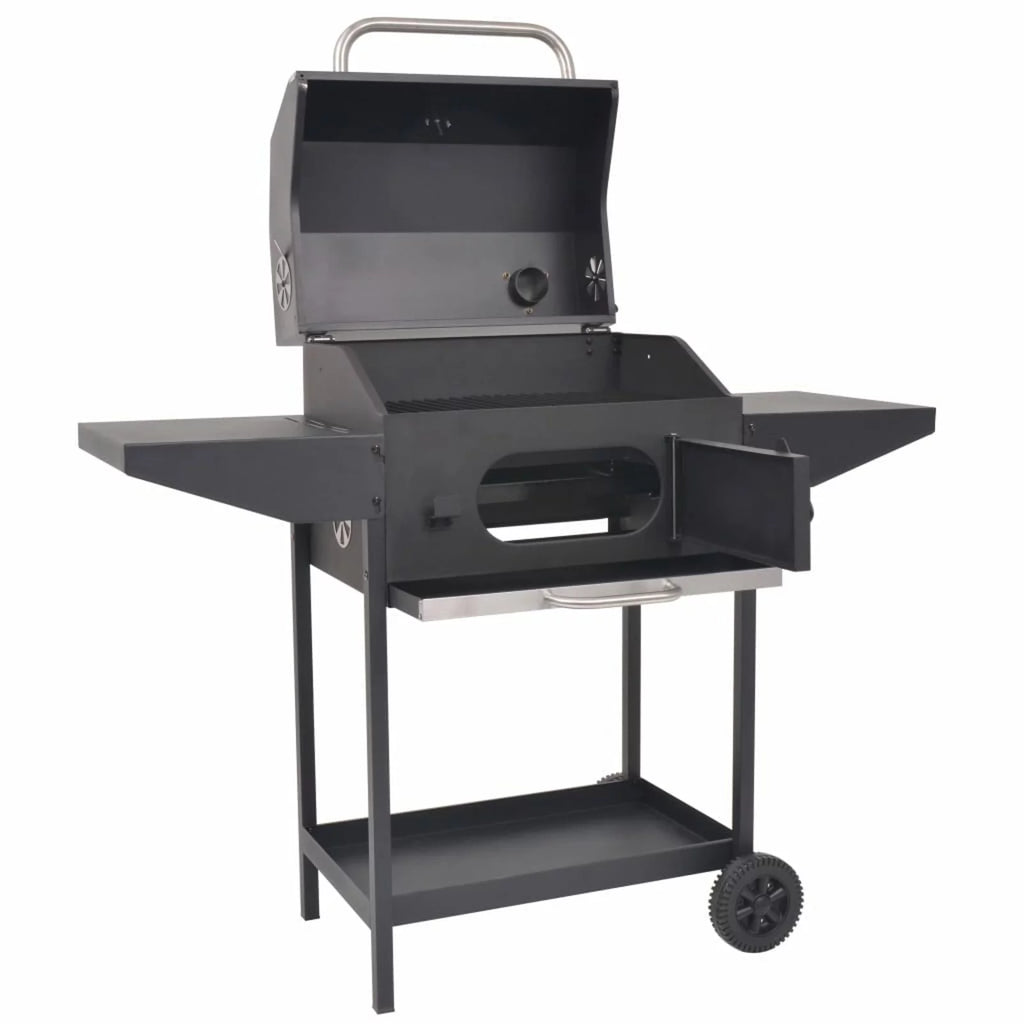 BBQ Charcoal Smoker with Bottom Shelf Black X385