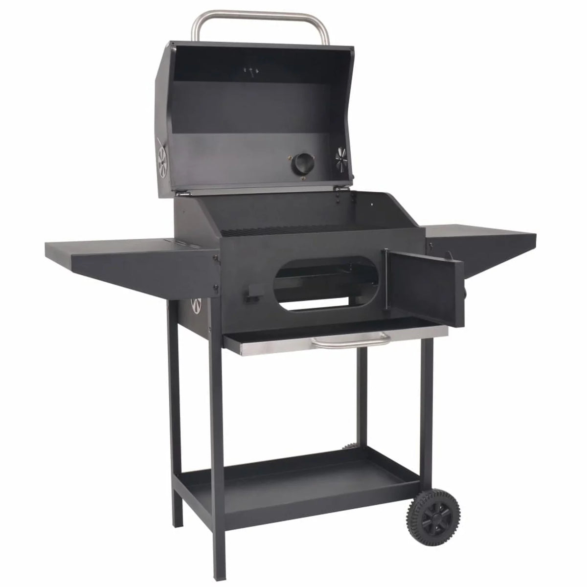 BBQ Charcoal Smoker with Bottom Shelf Black X385