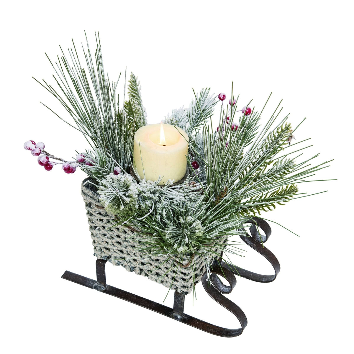 White Christmas Sleigh Candle Holder A338