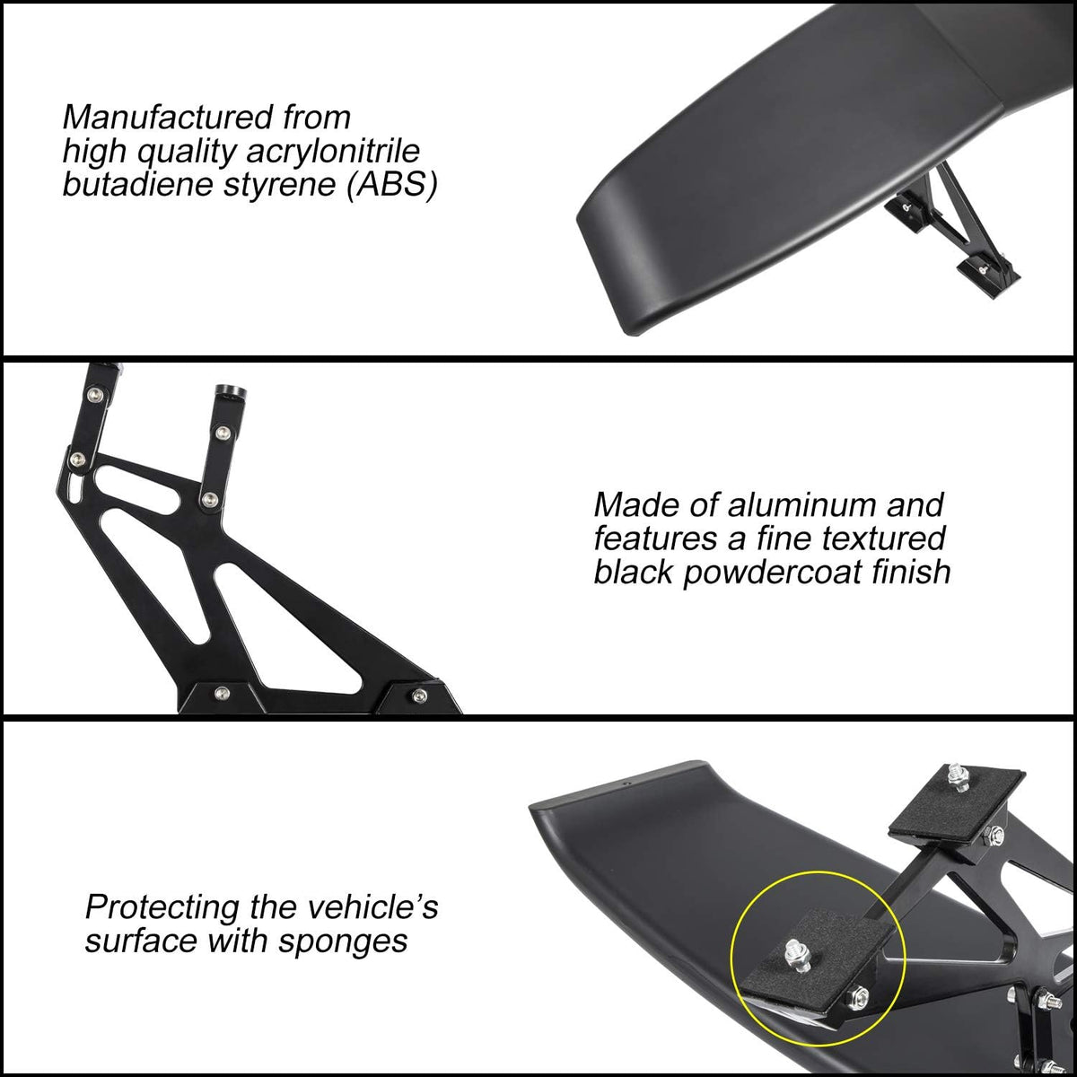 Universal Trunk Wings Spoiler High Kick V Style Rear Spoiler Wing Tail Lid (61.8inches Length) B93728