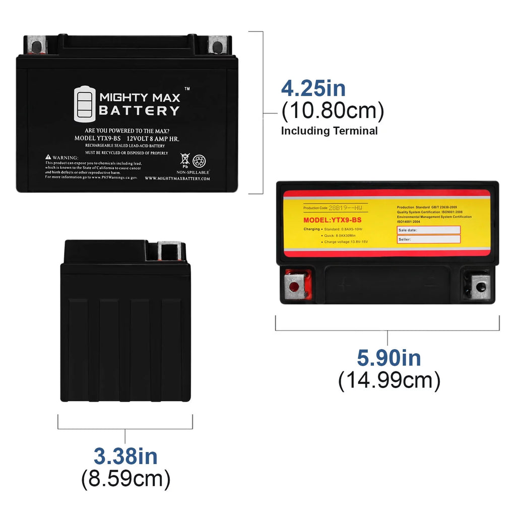 YTX9-BS Replacement Battery J764602