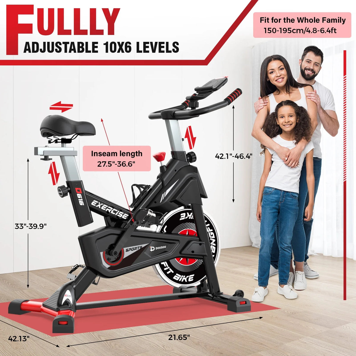 Magnetic Exercise Bike 40lbs Flywheel 350lbs P357