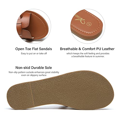 Women's Leather Slip On Flat Sandals Q72164