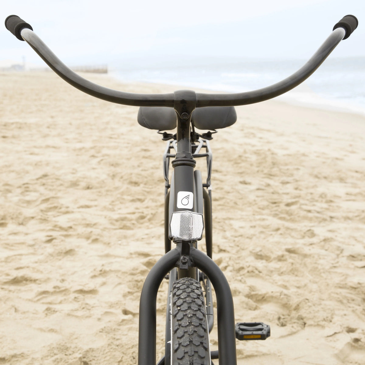 Matte Black Single Speed Beach Cruiser Bicycle with Rear Rack V91722
