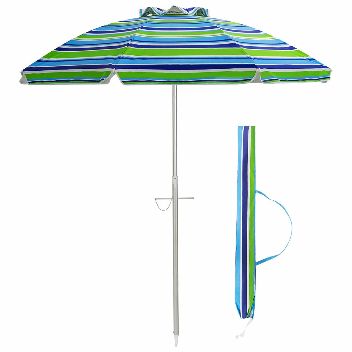 Turquoise 6.5FT Patio Beach Umbrella with Carry Bag B607077