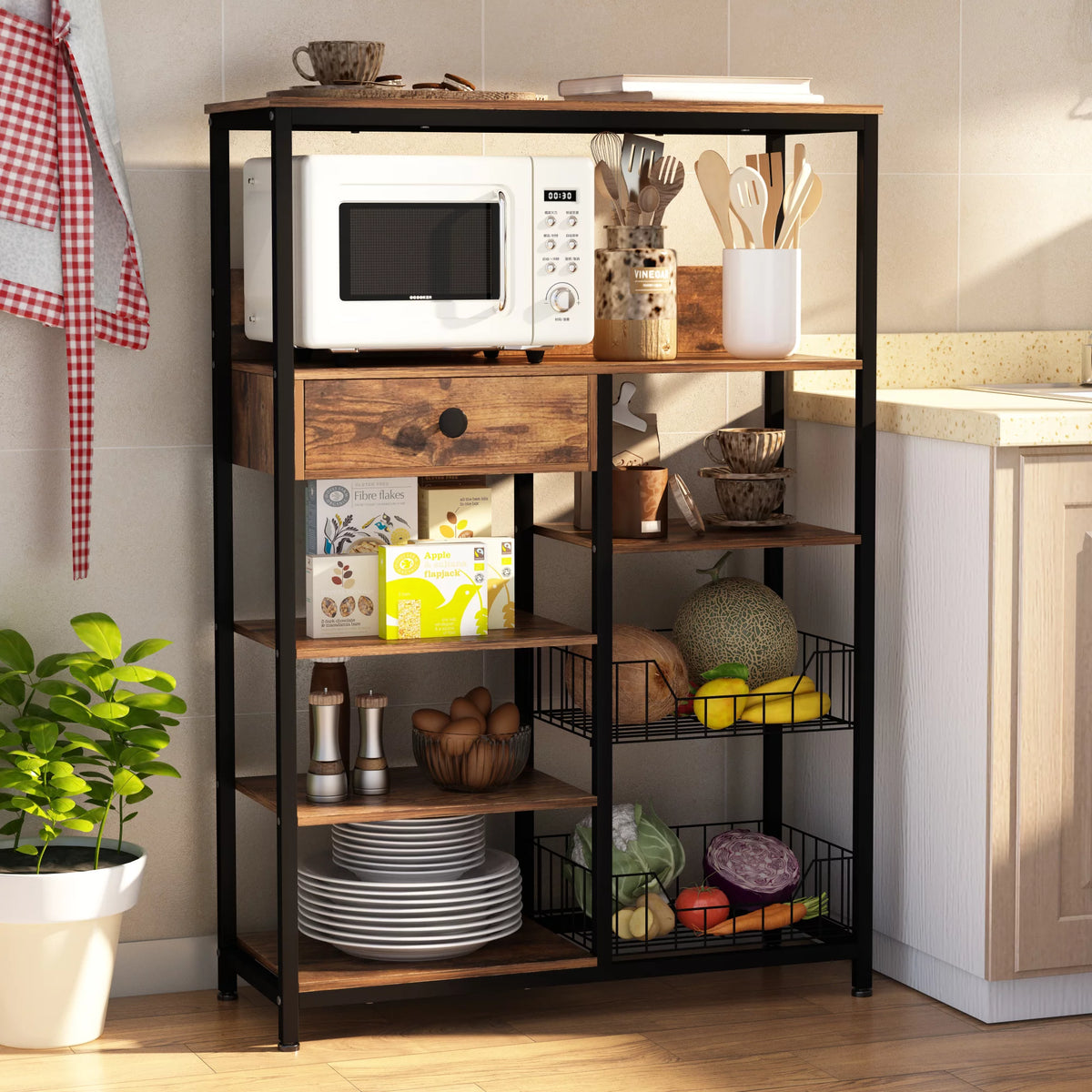 5-Tier Kitchen Bakers Rack with Storage G1151
