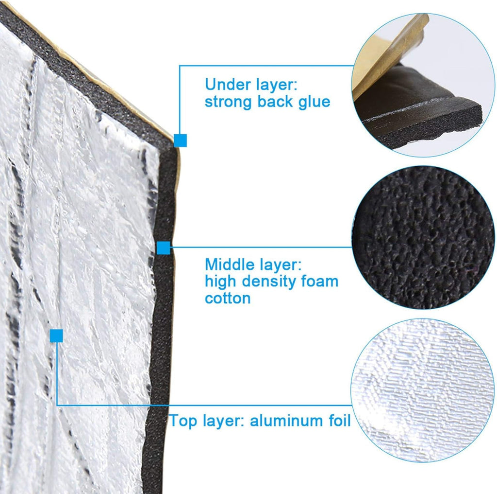 6.46sqft Car Sound Deadener Aluminum Foam Mat L616285