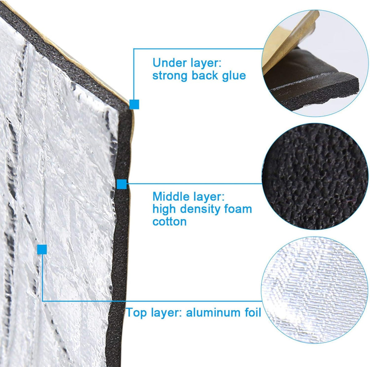6.46sqft Car Sound Deadener Aluminum Foam Mat L616285