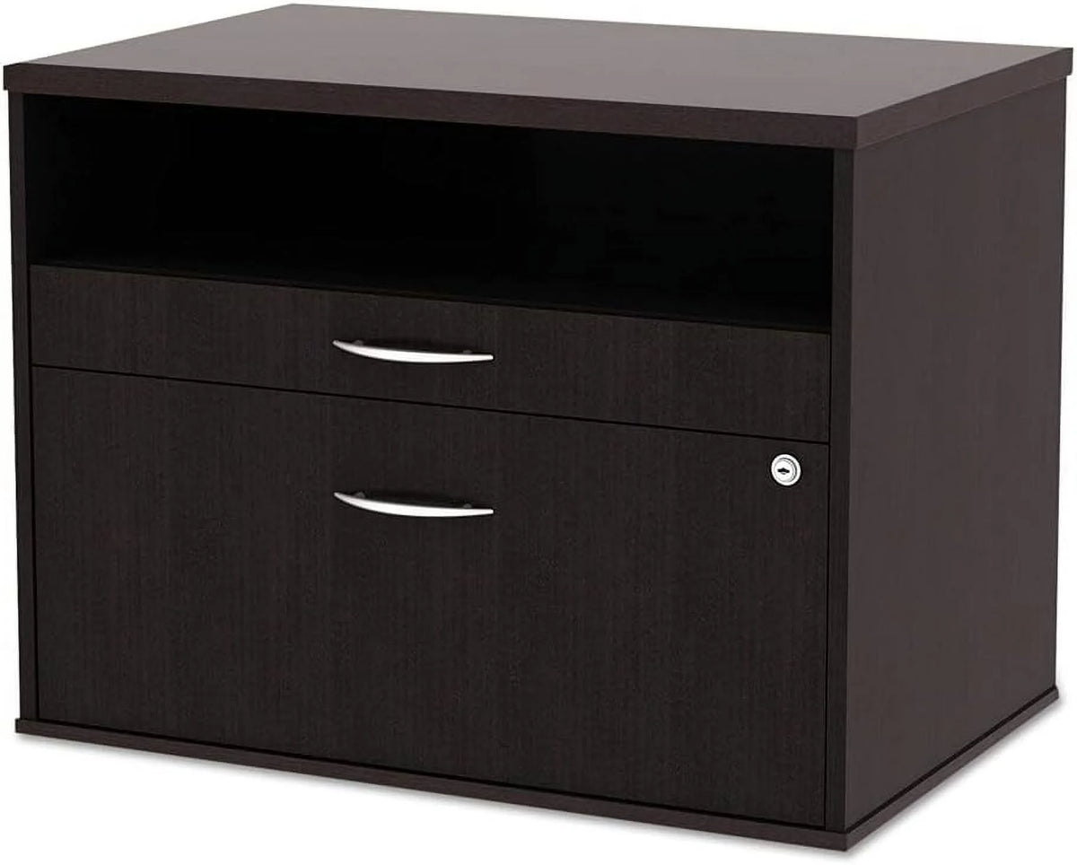 Espresso 2-Drawer 1 Shelf Low File Cabinet Credenza W29034