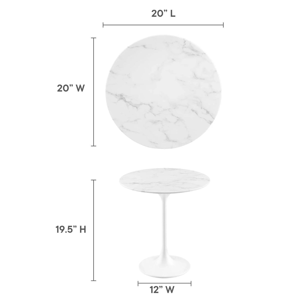20" Round Artificial Marble Side Table X398