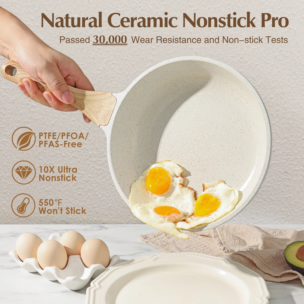 17 Piece White Ceramic Nonstick Cookware Set C804813