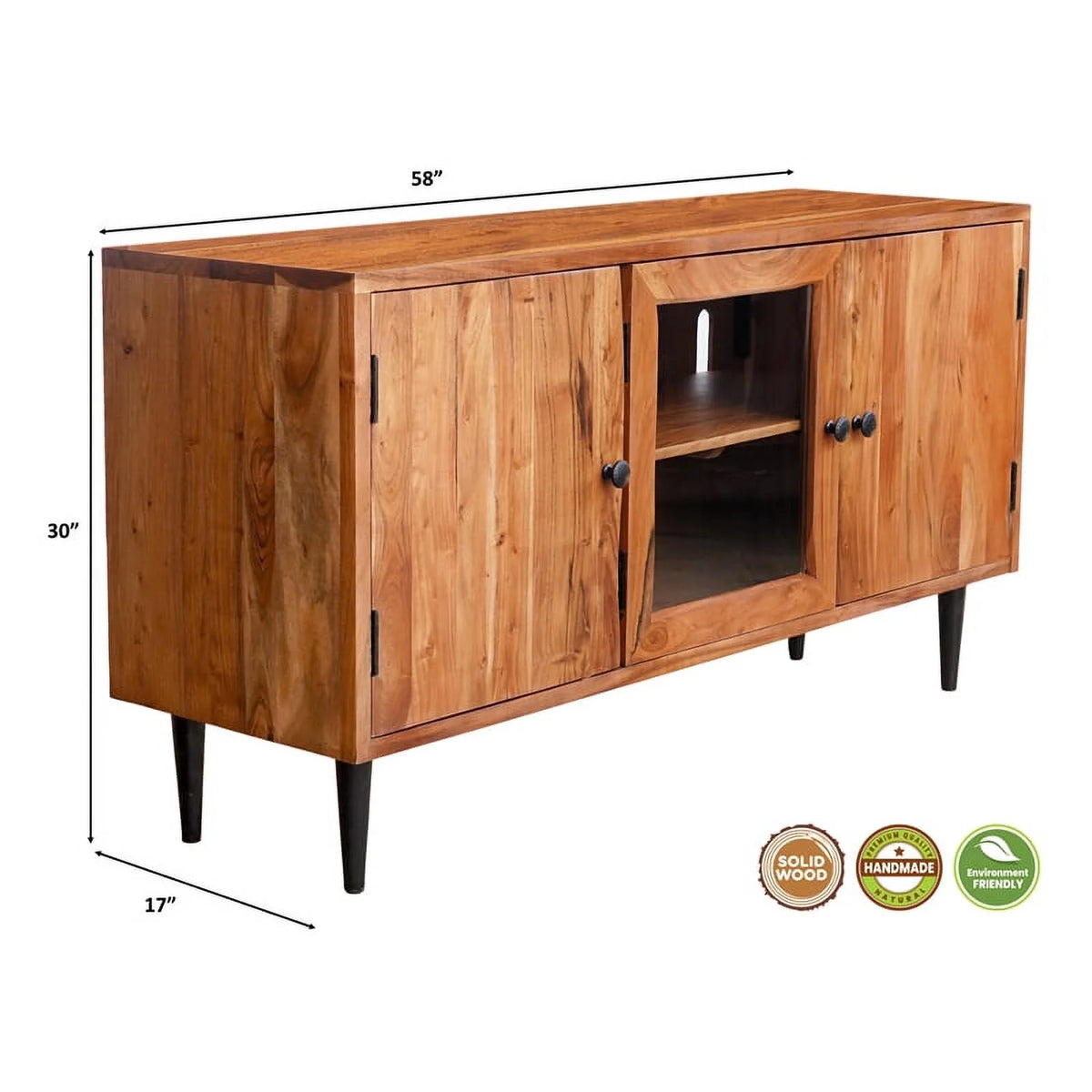 58" Live Edge Solid Wood TV Stand Y7837