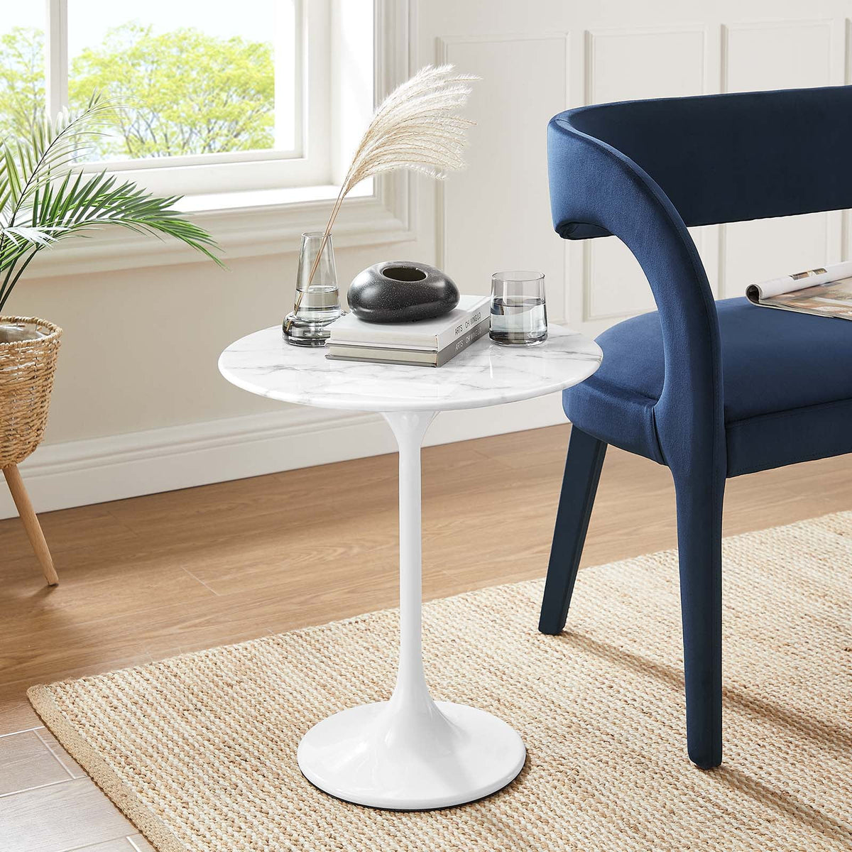 20" Round Artificial Marble Side Table X398