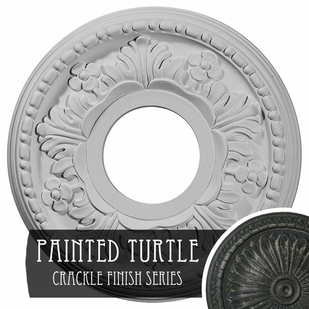 11 7/8 inchod x 3 5/8 inchid x 7/8 inchp Hand-Painted Ceiling Medallion F5037