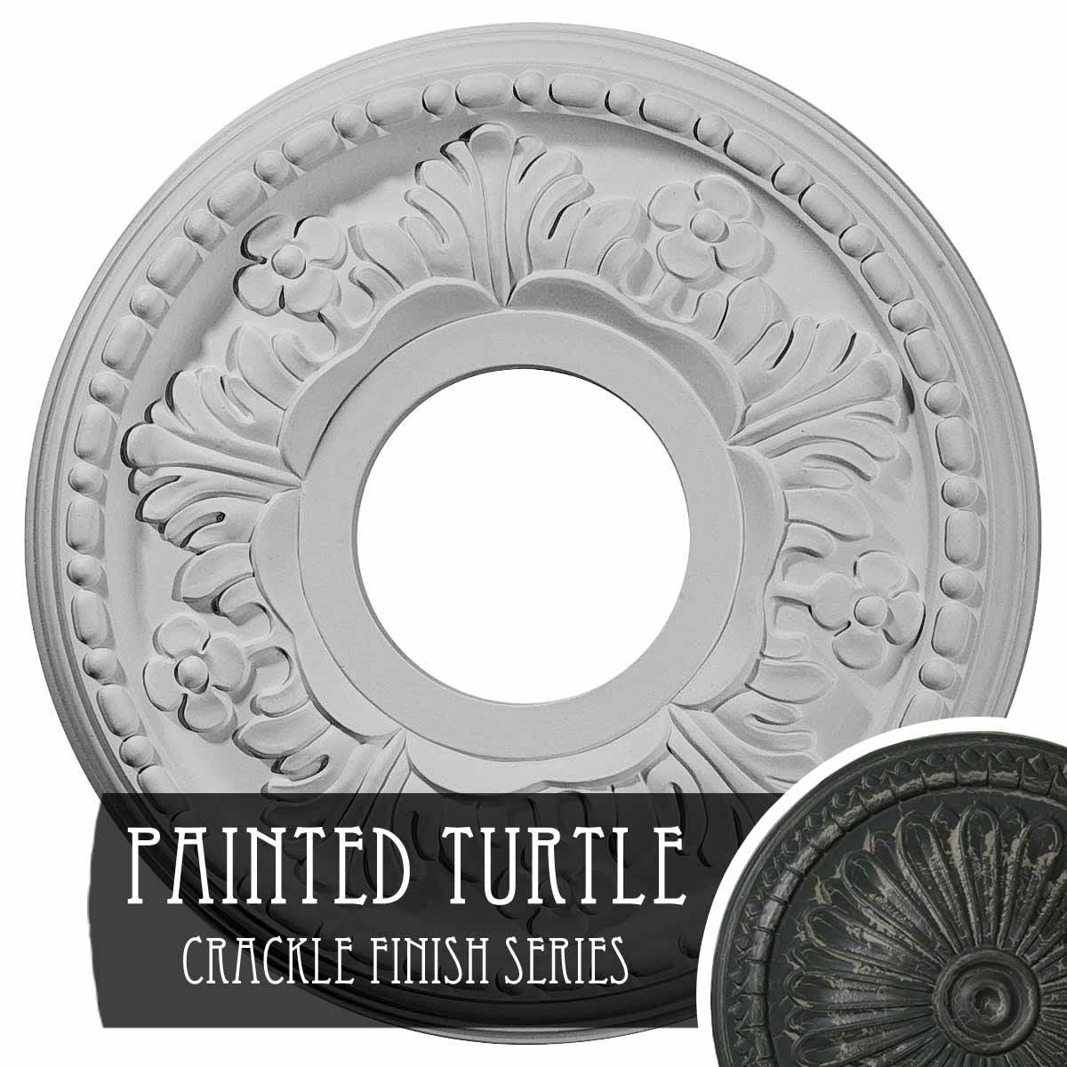 11 7/8 inchod x 3 5/8 inchid x 7/8 inchp Hand-Painted Ceiling Medallion F5037