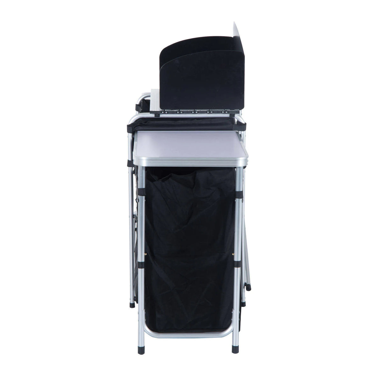 Black and Silver Folding Camping Kitchen Cabinet Picnic Table F361344