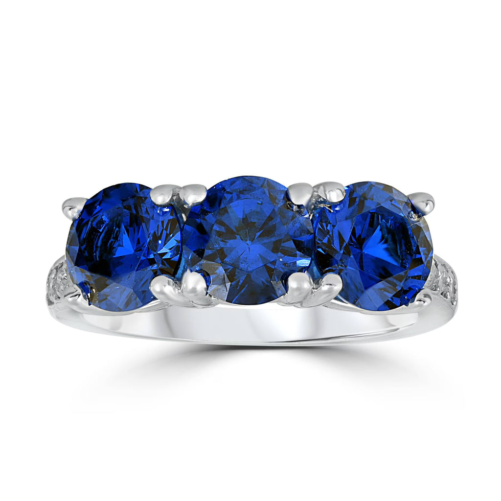 3 3/4ct Diamond & Synthetic Blue Sapphire Ring 10K White Gold M562