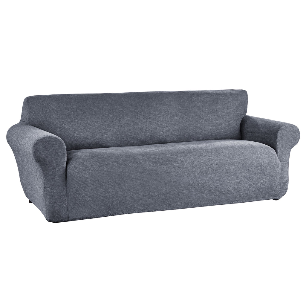 Blue Chenille Stretch-to-Fit Sofa Slipcover Z1279