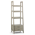 Solid Wood Ladder Shelf with Storage Distressed Gray Z859474