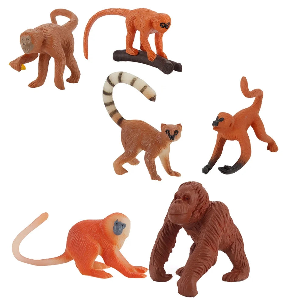 Monkey Animal Figurines Toys Figures Model Miniature Gorilla Figure Cake Kids Models Simulation Statue Zoo I23408