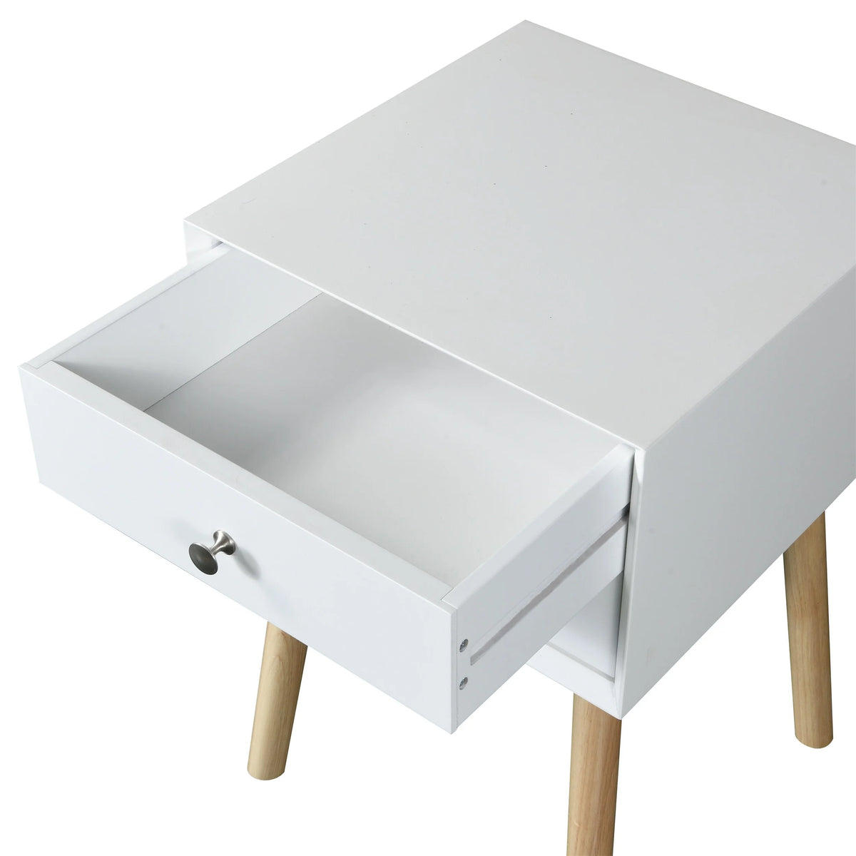 White 2 Drawer Rubber Wood Side Table K187
