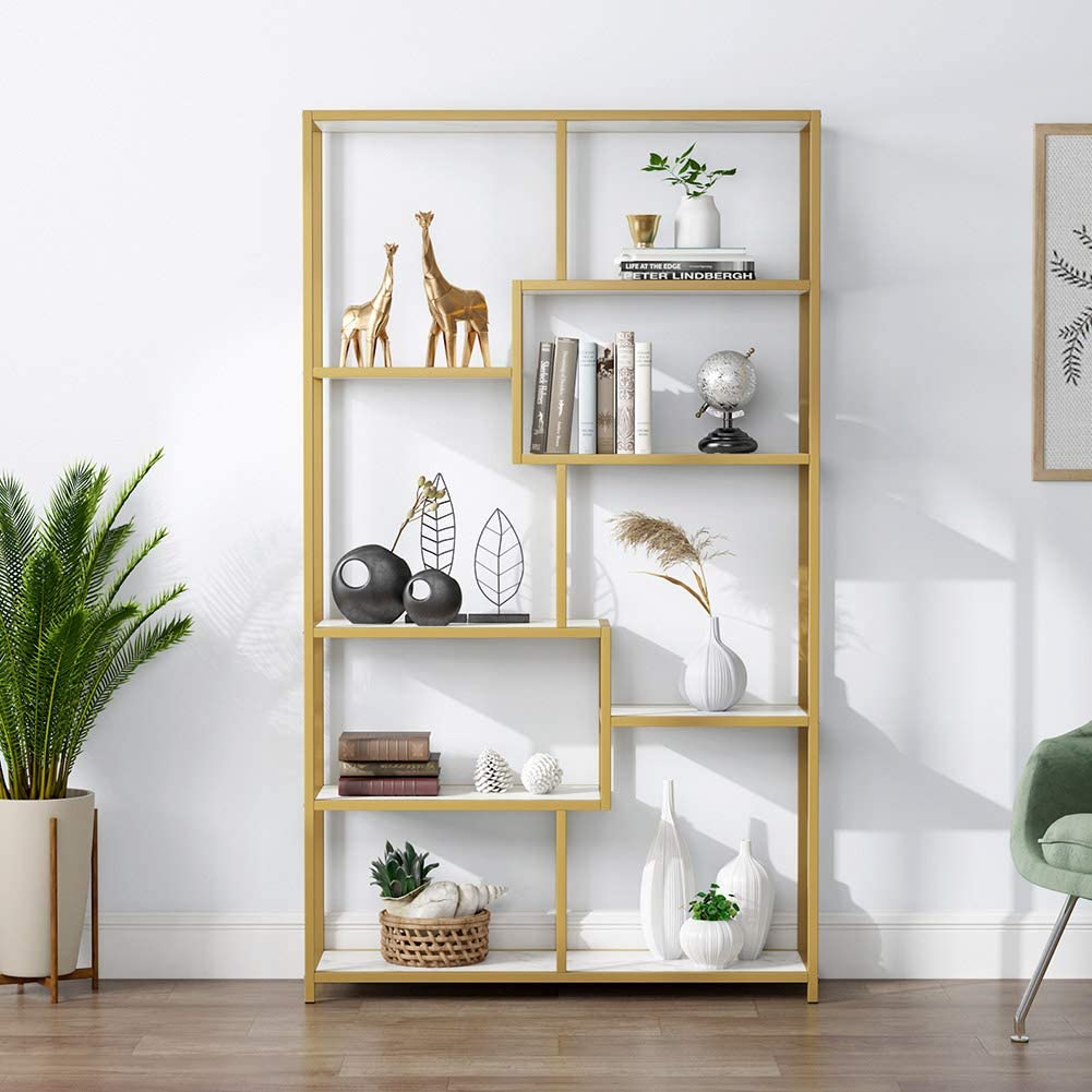 Gold 8 Shelves Etagere Bookcase V284160
