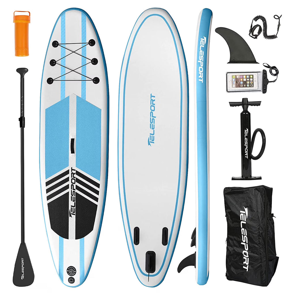 White & Blue Inflatable SUP Paddleboard with Accessories L37280