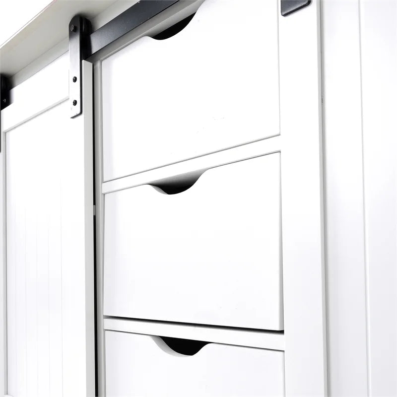 Countryside Barn Door Buffet with Two Sliding Barn Doors & Three Drawers H70214