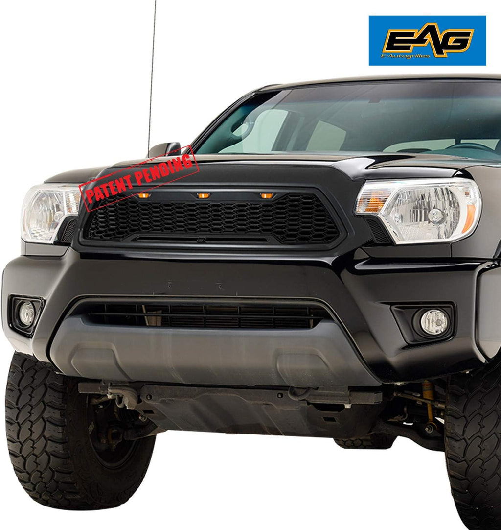 Matte Black ABS Grille Front Grill with Amber LED Lights Y7146